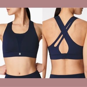 NWT $66 Sweaty Betty [‎ 34B ] All Train Racerback Sports Bra in Navy Blue